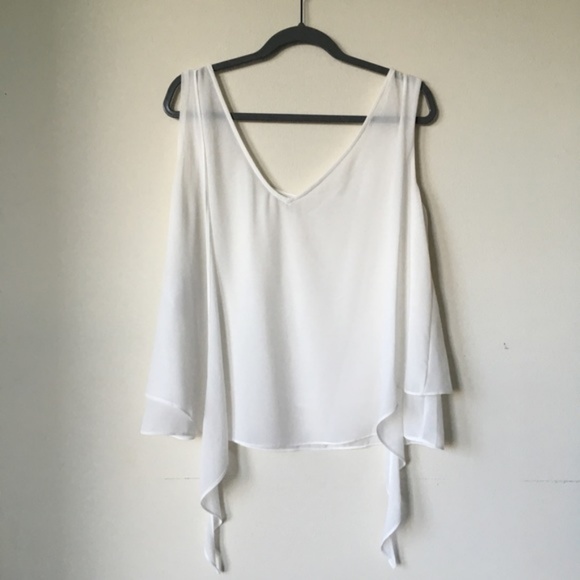 Final Markdown $5 Flowy White Tie Front Top - Picture 3 of 4